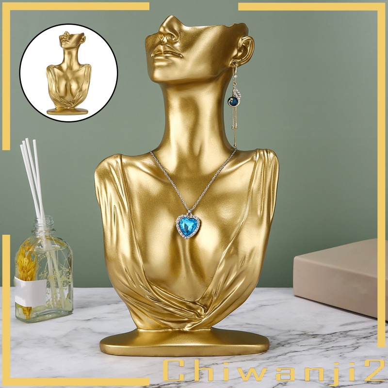 Mô Hình Đầu Ma Nơ Canh Màu Vàng Có Giá Đỡ Trưng Bày Trang Sức Chiwanji2