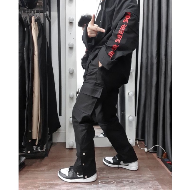 Quần Button Cargo Pant kaki ( Túi hộp + Cúc ) Streetwear cực ngầu
