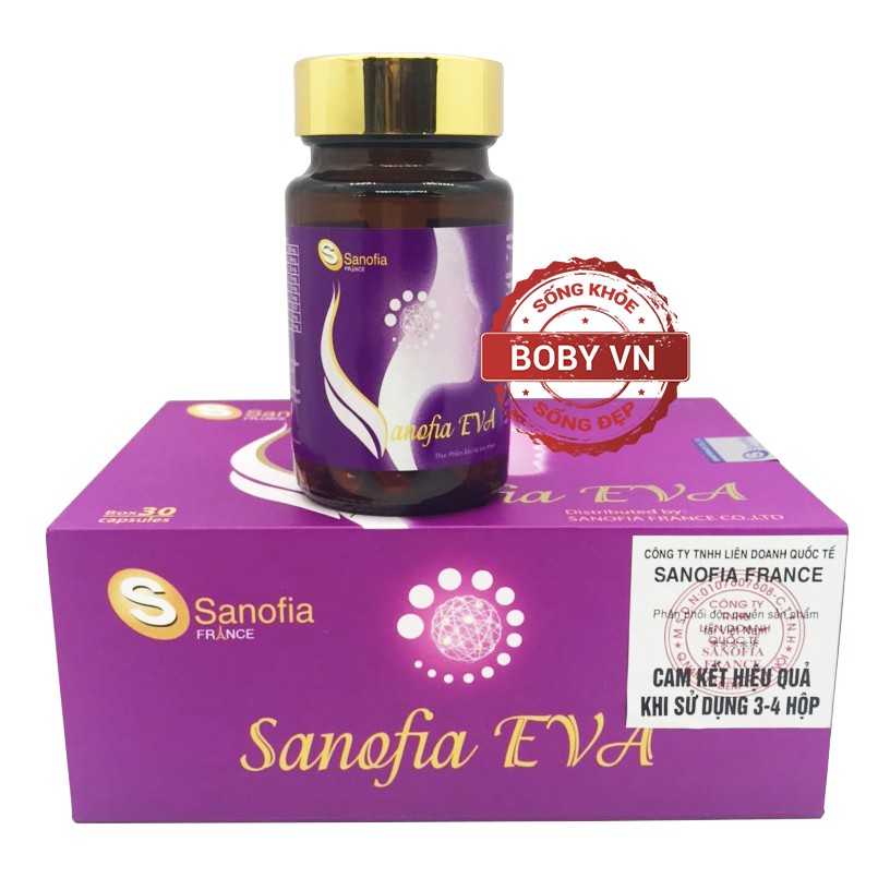 Sanofia Eva cân bằng nội tiết tố nữ làm chậm lão hóa đẹp da - Hộp 30 viên - Chính hãng