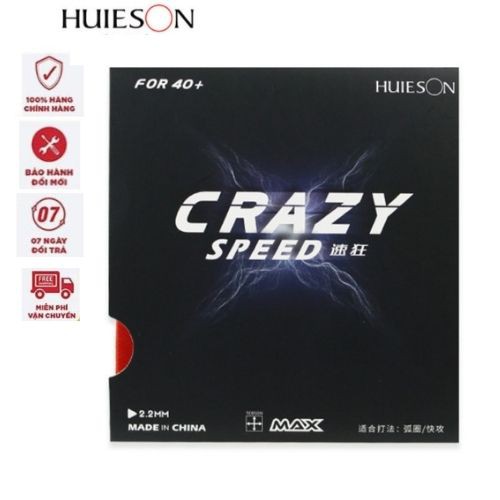 Mặt vợt bóng bàn Huesion Crazy Speed - Lót cao su bọt biển, bám xoáy tốt, tăng tốc độ bóng bàn