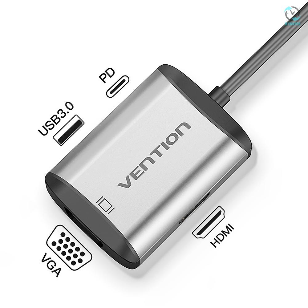 M Vention TFAHB 4in1 USB C HUB Multifunctional Type-C to 4K HDMI+USB3.0+VGA+PD HUB Dock Adapter Converter Splitter