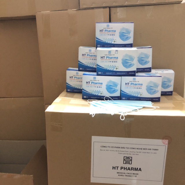 Khẩu Trang Y Tế Kháng Khuẩn HT Pharma 4 Lớp (Hộp 50 chiếc)