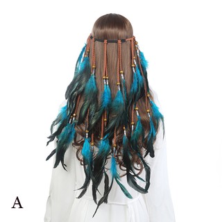 Băng đô cài tóc đính lông vũ phong cách boho dành cho nữ
