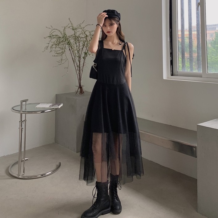 Đầm hai dây dáng xòe Emilyshop ulzzang
