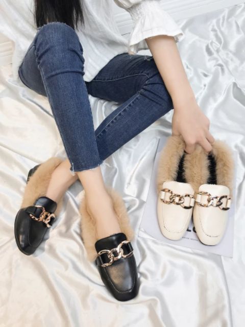 Giày lười sục lông Ulzzang siêu ấm rẻ nhất Hot 2018