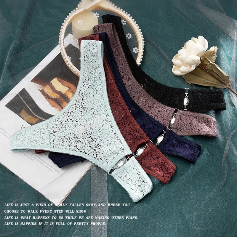 Quần lọt khe ren phối đá sexy, dây mông táo bạo Cao cấp