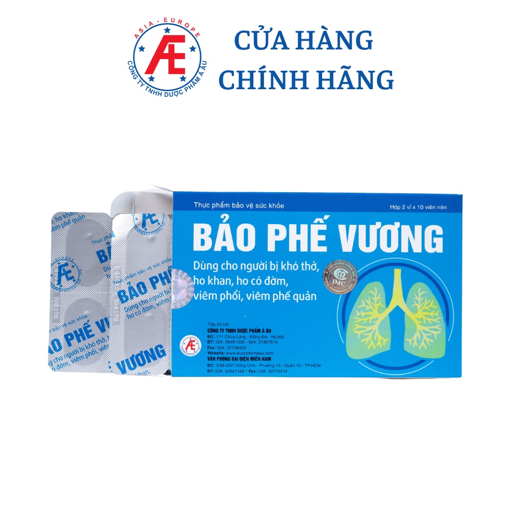 Bảo Phế Vương hộp 20 viên Hỗ trợ bổ phế phòng ngừa viêm phế quản, giảm viêm giảm đờm DƯỢC PHẨM Á ÂU