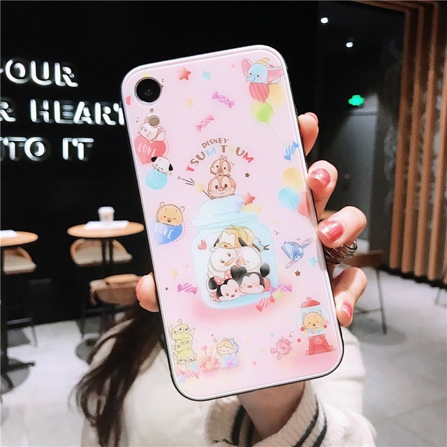 Ốp gương cường lực tsum tsum iPhoneXs Max