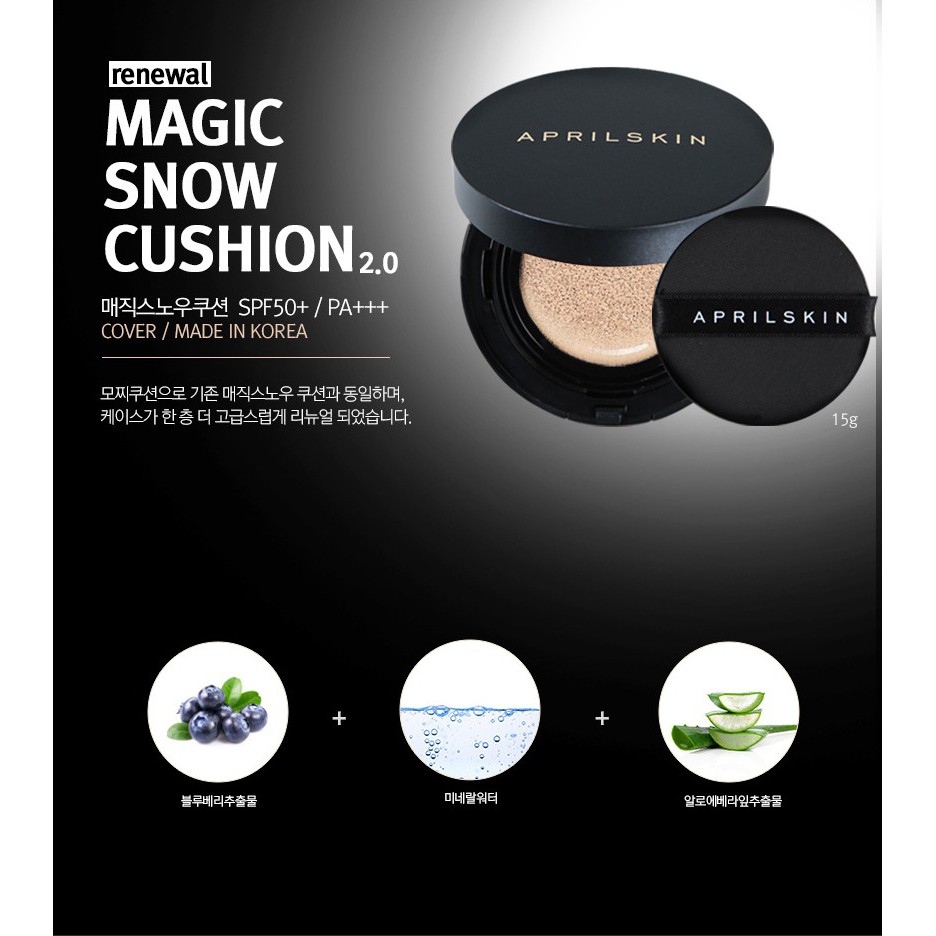 PHẤN NƯỚC MA THUẬT APRIL SKIN MAGIC SNOW CUSHION BLACK 2.0