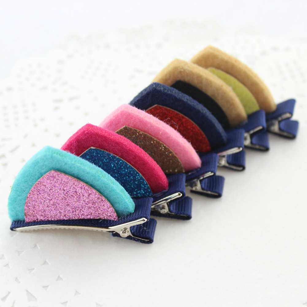 1 Cặp Kẹp Tóc Hình Tai Mèo Đính Kim Sa Dễ Thương Cho Bé