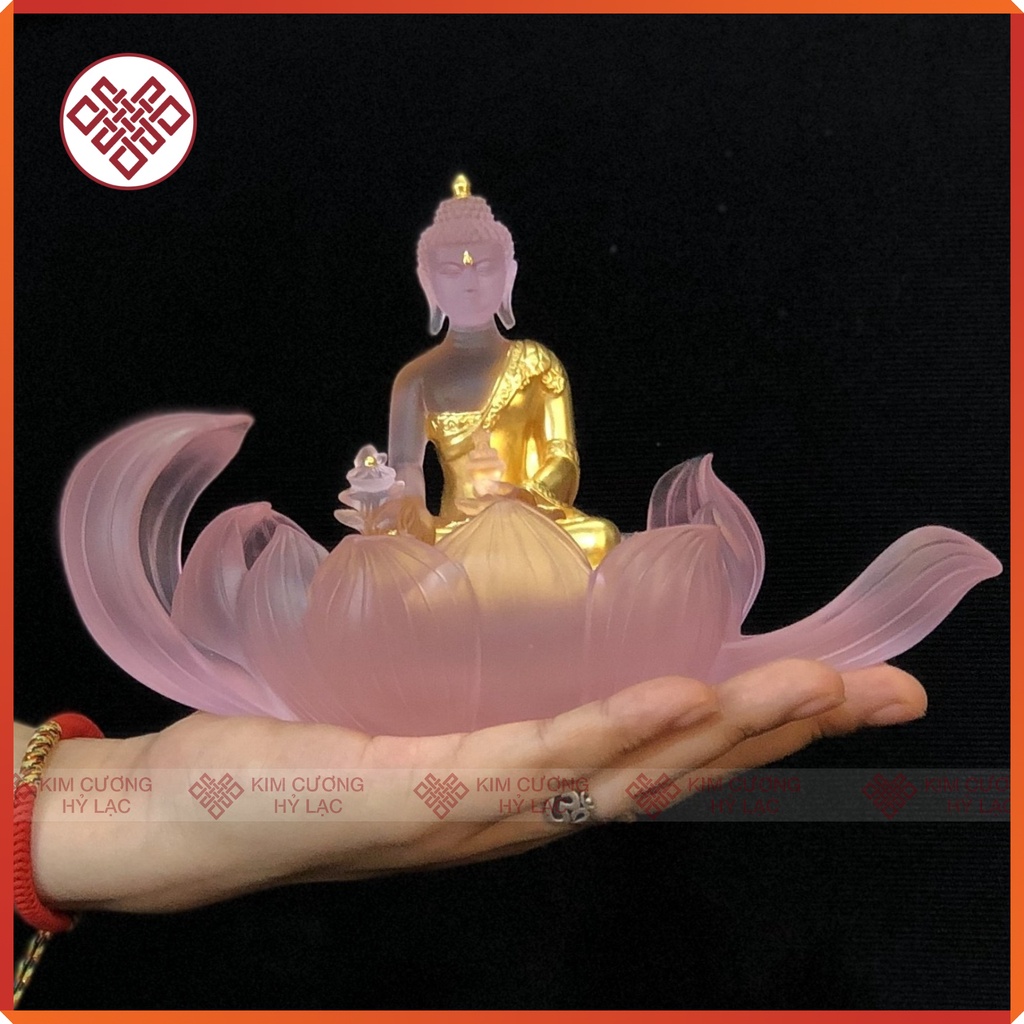 Tượng Phật Dược Sư Lưu Ly Mật Tông [Kim Cương Hỷ Lạc] Màu Hồng