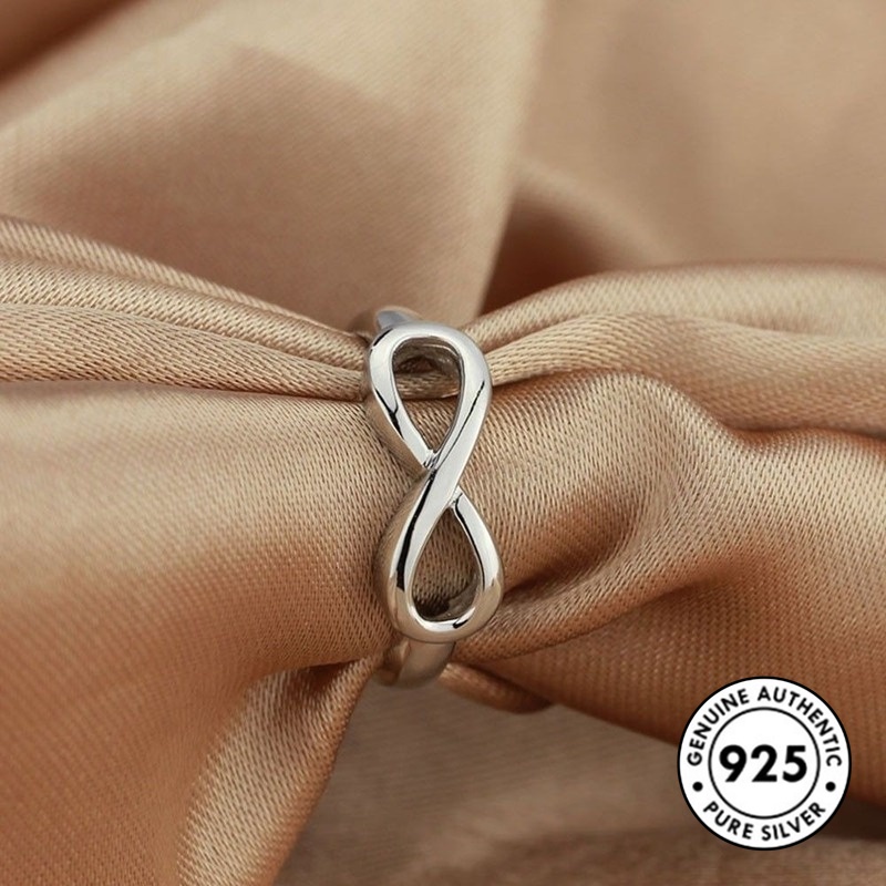 Nhẫn bạc S925 thiết kế đơn giản sáng tạo 8 mặt