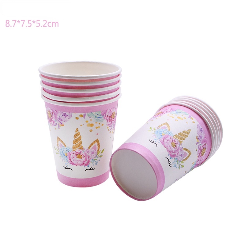 Bộ Dụng Cụ Bàn Ăn Bằng Giấy Dùng Một Lần Họa Tiết Kỳ Lân Dễ Thương Cho Bé