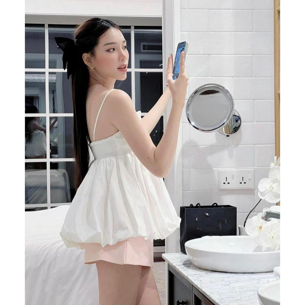 SET ÁO 2 DÂY BBD DÁNG BÍ BO CHUN + CHÂN VÁY HỒNG (TH)