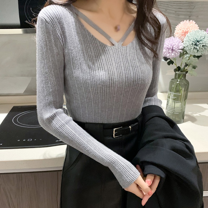 Áo Dệt Kim Tay Dài Màu Sắc Đơn Giản Dành Cho Nữ