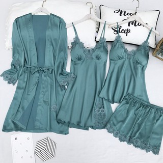 Set Áo Khoác 3 Món AMAKA Lụa Satin Cao Cấp AAK01AD01AS01