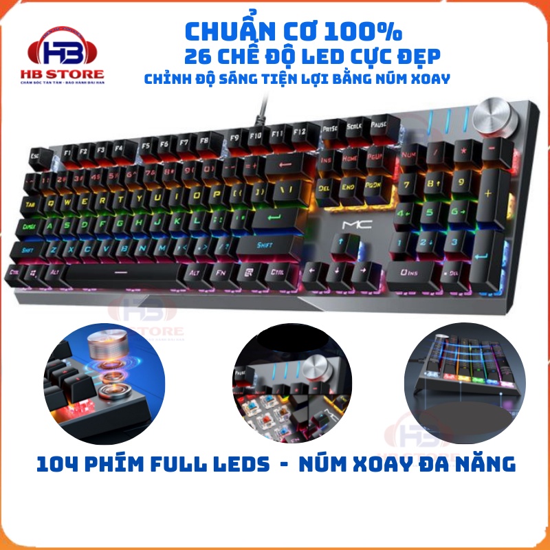 Bàn phím cơ máy tính gaming KB329 full size 26 chế độ led 104 phím - Dùng chơi game,thiết kế,văn phòng