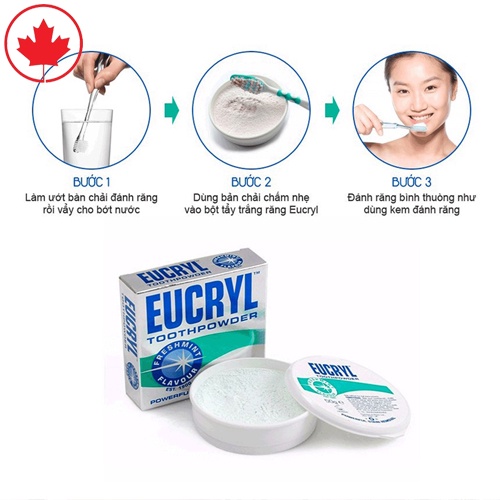 [Chuẩn Auth] Combo Kem đánh răng Eucryl 62g + Bột tẩy trắng răng Eucryl 50g (Made in UK)