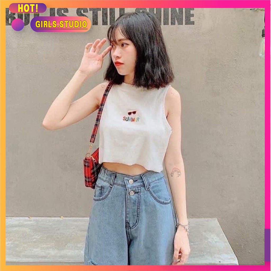 🎀Áo Croptop Nữ Kiểu Cực Đẹp🎀Áo Croptop Kiểu Ba Lỗ Sexy SUMMER 2 Màu Đen/Trắng Body Cực Đẹp Thời Trang Trend Hè - MOI1