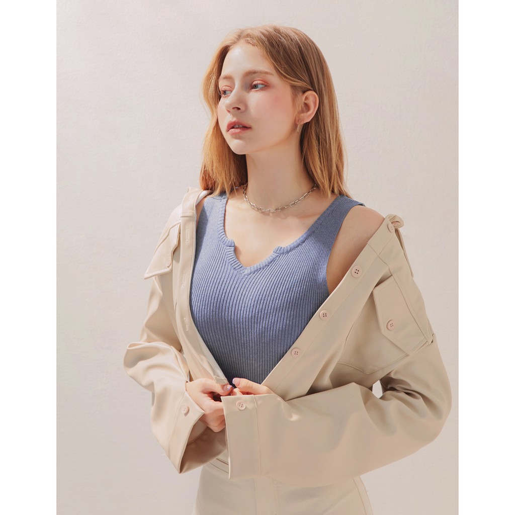 Áo len gân không tay cổ V nhỏ nữ Air Space 2030121051 | BigBuy360 - bigbuy360.vn