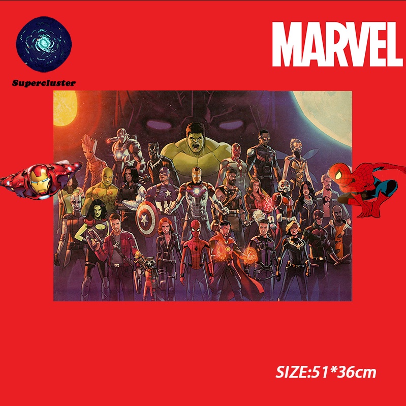 Marvel Áp Phích Dán Tường Trang Trí Nội Thất 50.5x35cm Hình Avengers