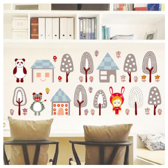 Decal trang trí tường Gấu trúc và các bạn