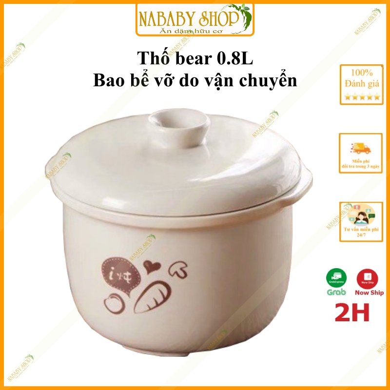 thố sứ nồi Bear 0.8l, thố sứ nồi nấu chậm 0.8l, nắp thay thế nồi bear, nắp nồi nấu châm 0.8l[ bao bể vỡ do vận chuyển ]