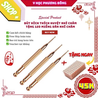 [CÓ SẴN] Bút kích thích huyệt NHĨ CHÂM bằng Đồng tặng 120 miếng dán nhĩ châm