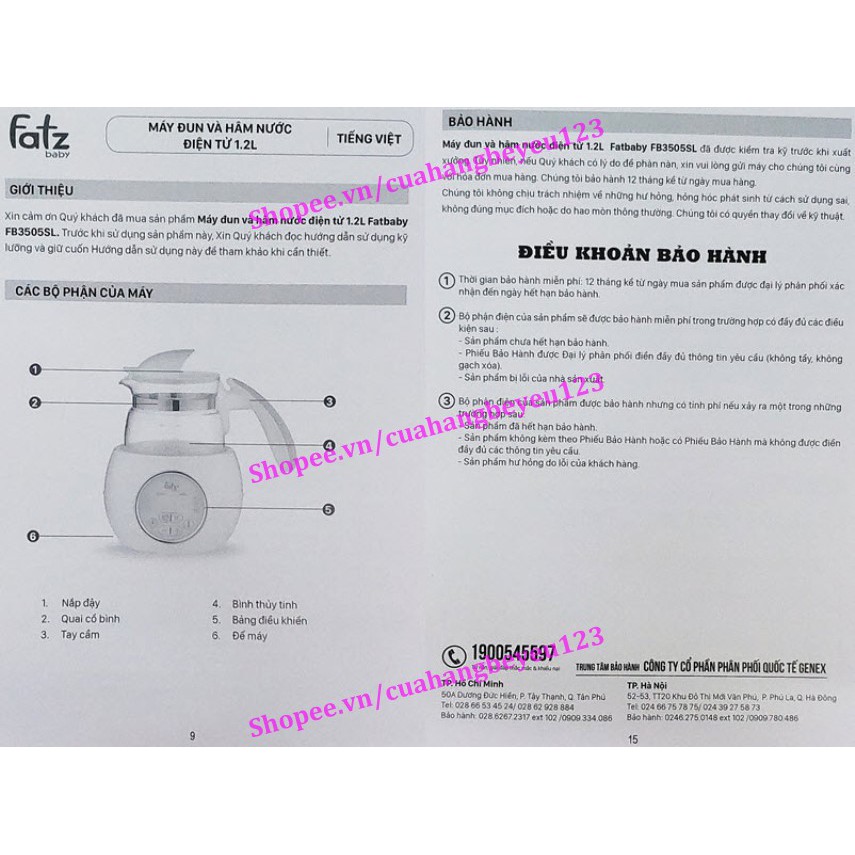 Máy đun và hâm nước pha sữa điện tử 1200ml Fatzbaby Quick 1 - Fatz FB3505SL