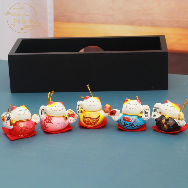 Mèo sứ bộ 5 con nhiều mẫu mã đa dạng - phật giáo tuệ quang