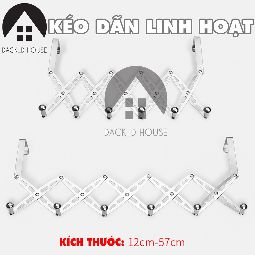 Móc đồ treo cửa Dack D House, inox 304 chống rỉ sét, 6 chấu xếp gọn tiện lợi, gia dụng thông minh