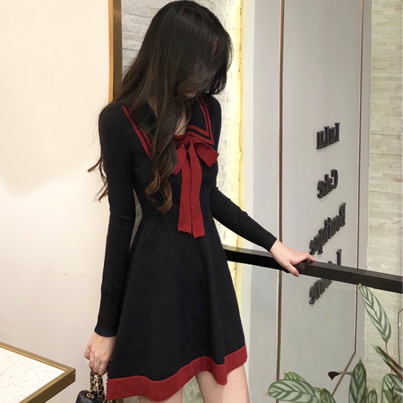 Đầm Dệt Kim Tay Dài Cổ Búp Bê Ôm Dáng Phong Cách Cổ Điển Thời Trang Xuân Thu Mới Cho Nữ