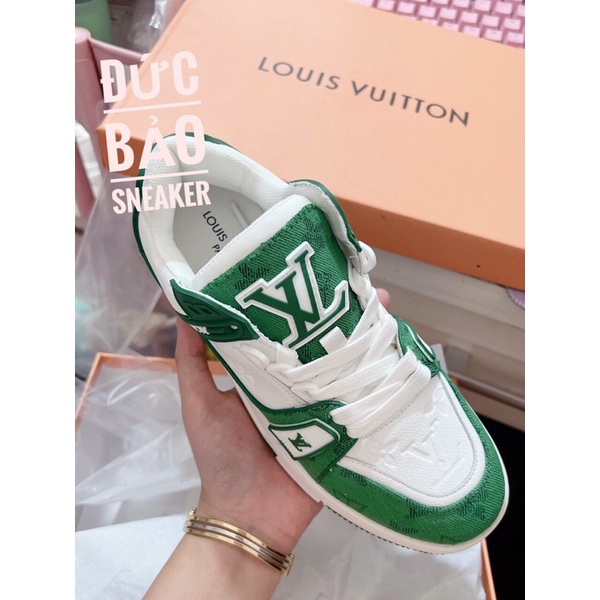 Giày louis vuitton siêu cấp xanh lá cổ thấp . Giày LV nam nữ kèm hộp