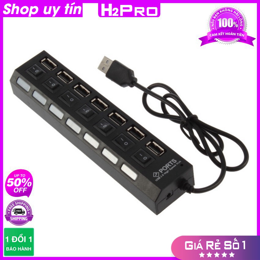 [RẺ VÔ ĐỊCH] Hub chia cổng usb 2.0 1 ra 4, 1 ra 7, có công tắc, có đèn báo, cắm là nhận