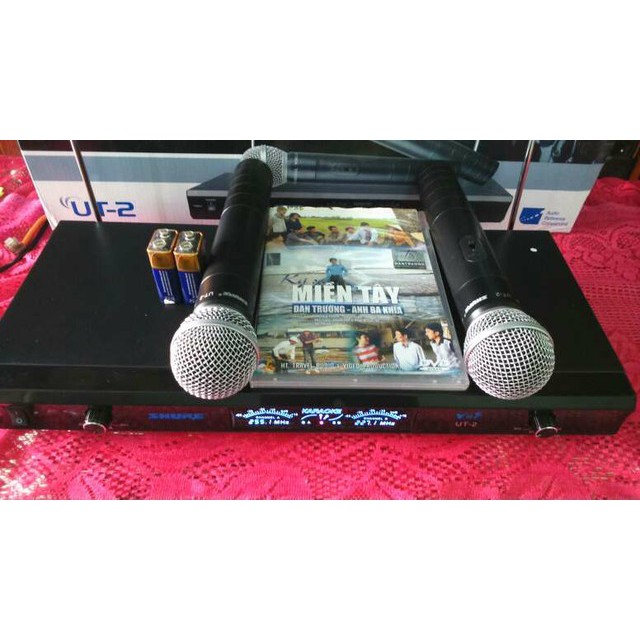 Nguyên Bộ 2 Micro ko dây SHURE hát karaoke chuẩn hay