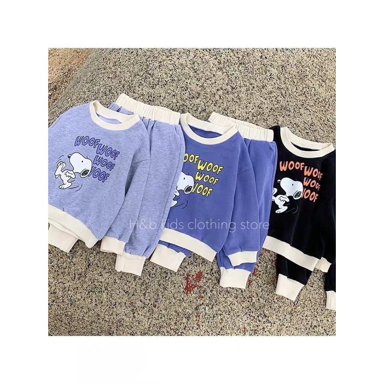 Bộ bé trai dài tay hình CÚN SNOOPY chất cotton Zip Hàn cho bé 8 - 20kg BKS28