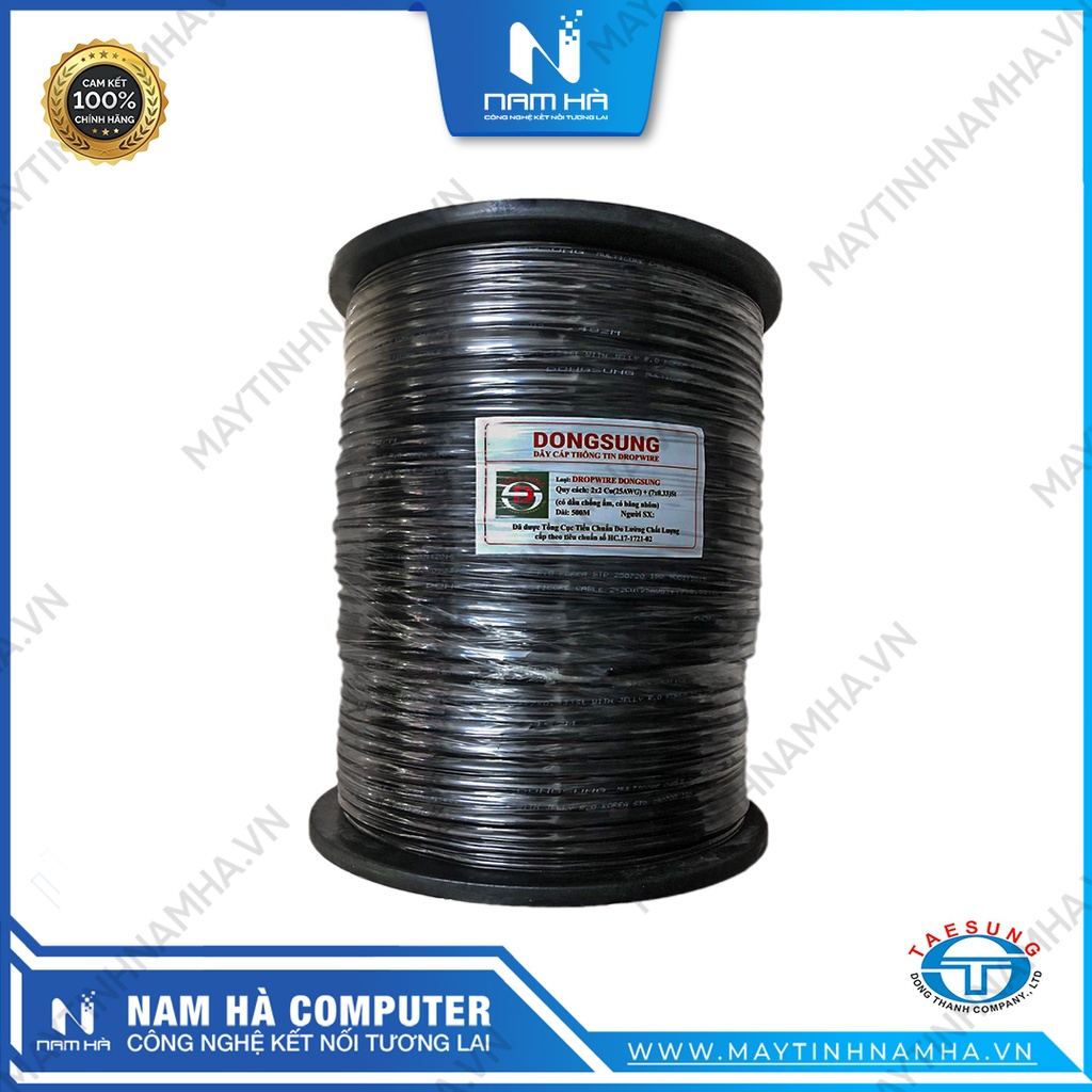 Dây Mạng Ngoài Trời 4 Lõi Đồng DONGSUNG Có Dây Thép Gia Cường - Dầu Chống Ẩm - Băng Nhôm Chống Nhiễu Cuộn 500M