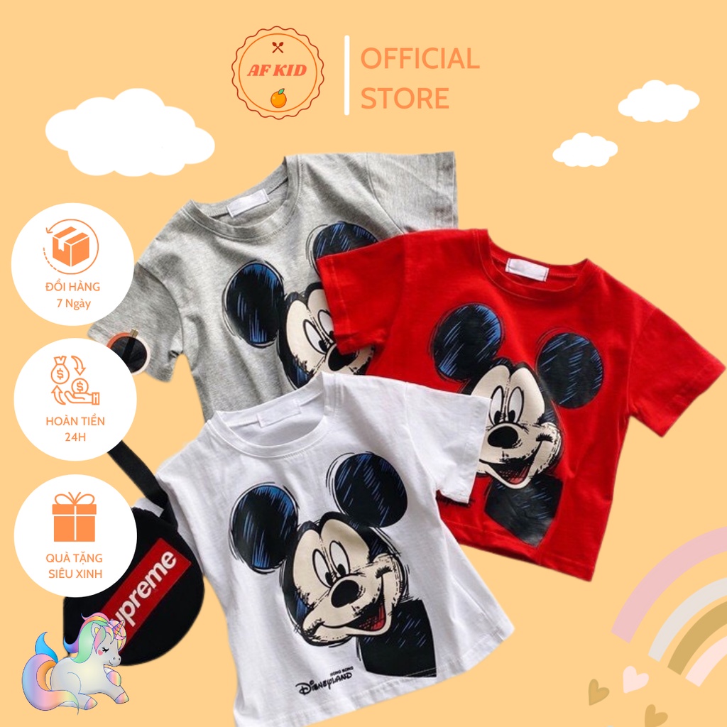Áo phông cộc tay cho bé 💖 Áo cotton Minky Mom in hình chuột Mickey cho bé trai bé gái 💖 Quần áo trẻ em