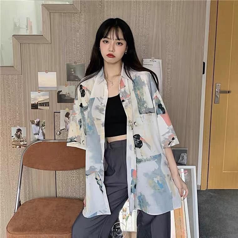 Áo sơ mi loang núi cổ bẻ tay lỡ form rộng thời trang unisex/ Áo khoác nhẹ nam nữ oversize dáng thụng ulzzang_ranstore | WebRaoVat - webraovat.net.vn