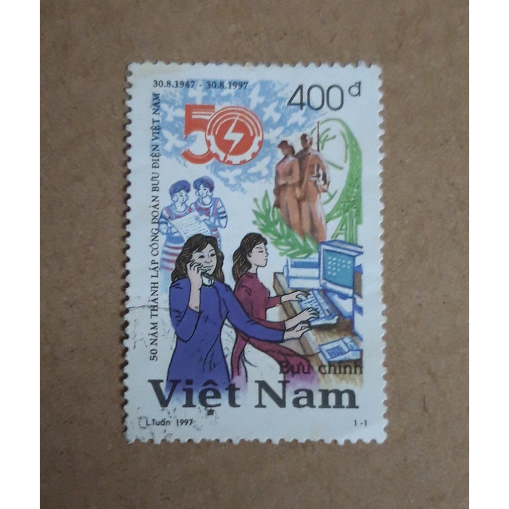 Tem sưu tập MS 763 Việt Nam Kỷ niệm 50 năm thành lập Công đoàn Bưu điện Việt Nam 1997