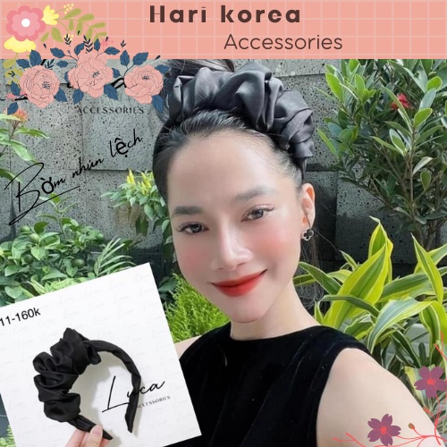 Bờm nhún lụa đen / Băng đô nhún lụa , Thời trang nữ dịu dàng nữ tính - Hari Korea Accessories