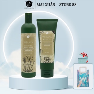 Cặp dầu gội và dầu xả tóc thảo dược weilaiya tinh dầu gừng hà thủ ô giúp dưỡng đen và kích thích mọc tóc