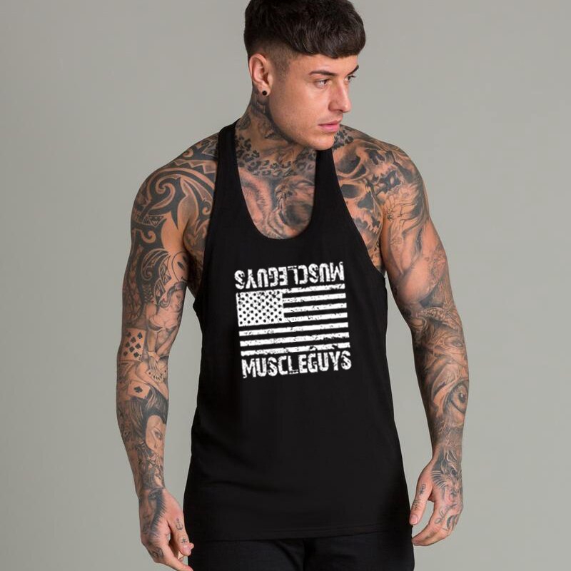 Fitness Sleeveless Shirt Sport Vest Singlet Solid Cotton Muscle Undershirt Clothing Bodybuilding Tank Tops Men Mesh Gyms Shirt