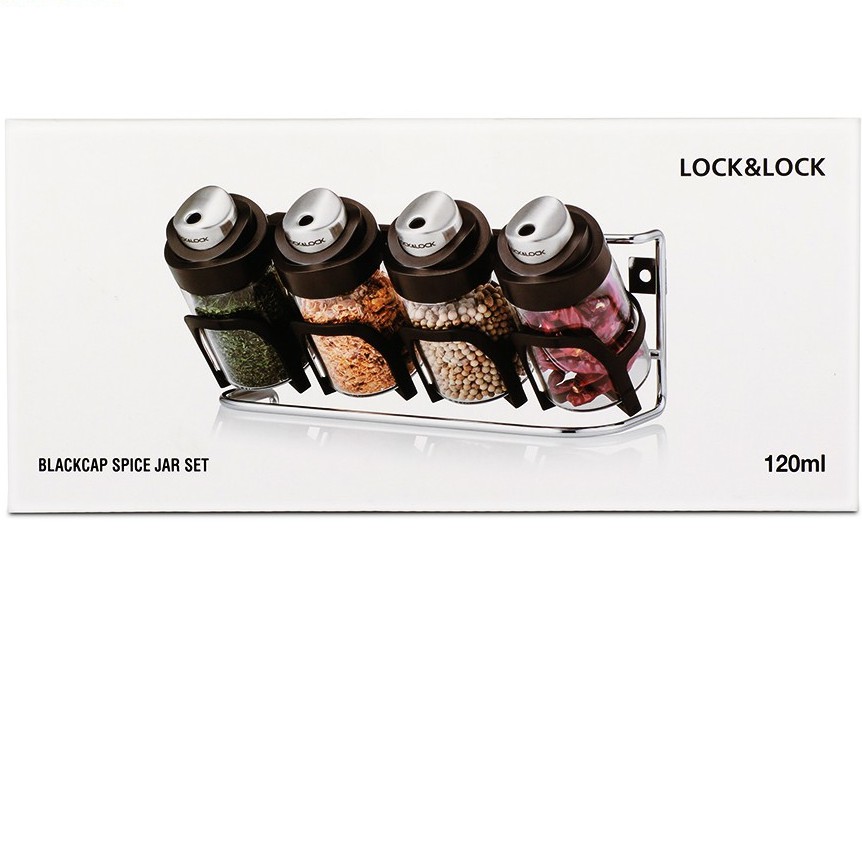 Lọ đựng gia vị 4P Lock&Lock Black Cap LLG843 [120ML]*4