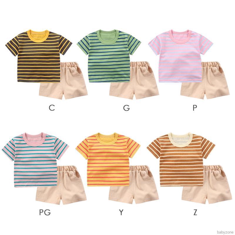 Summer Baby Boys Short-sleeved Shorts Striped Two-piece Suit