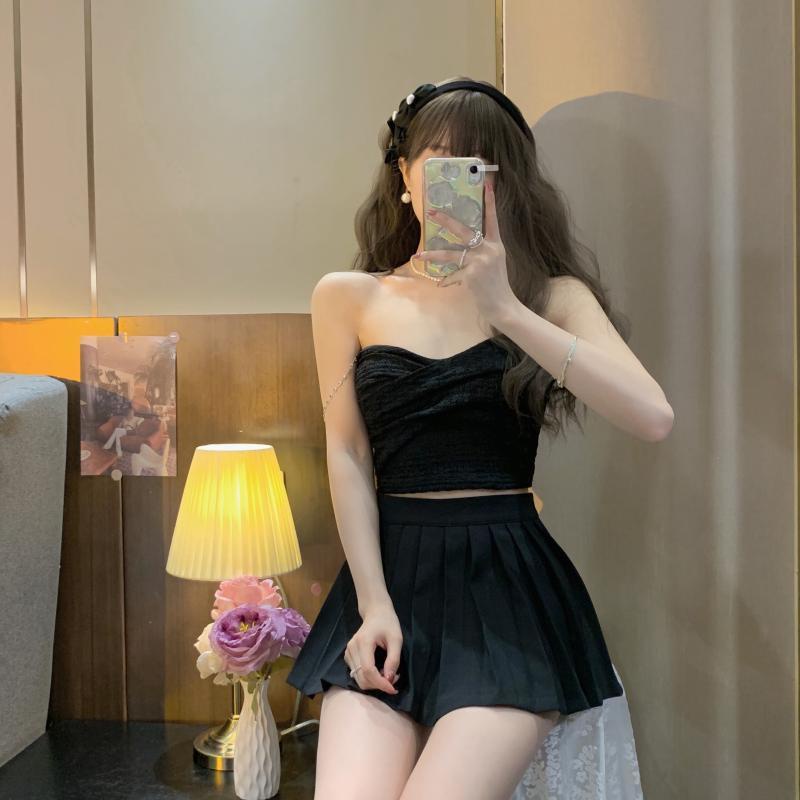 Áo Ống Hai Dây Viền Ren Đơn Giản Phong Cách Hàn Quốc Cho Nữ