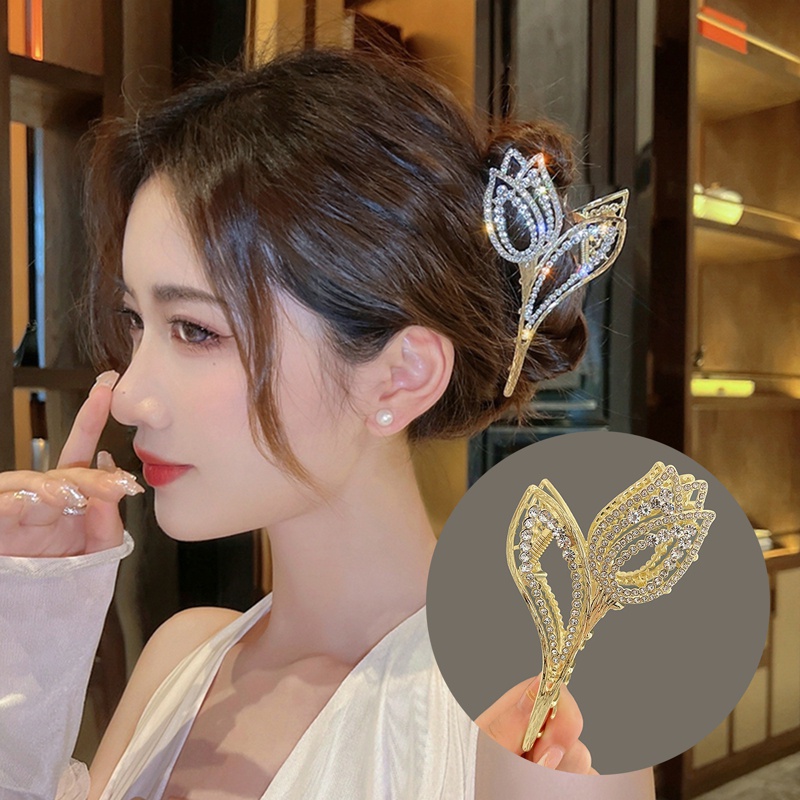 Kẹp Tóc Hoa Tulip Đính Ngọc Trai Nhân Tạo Thời Trang Cho Nữ