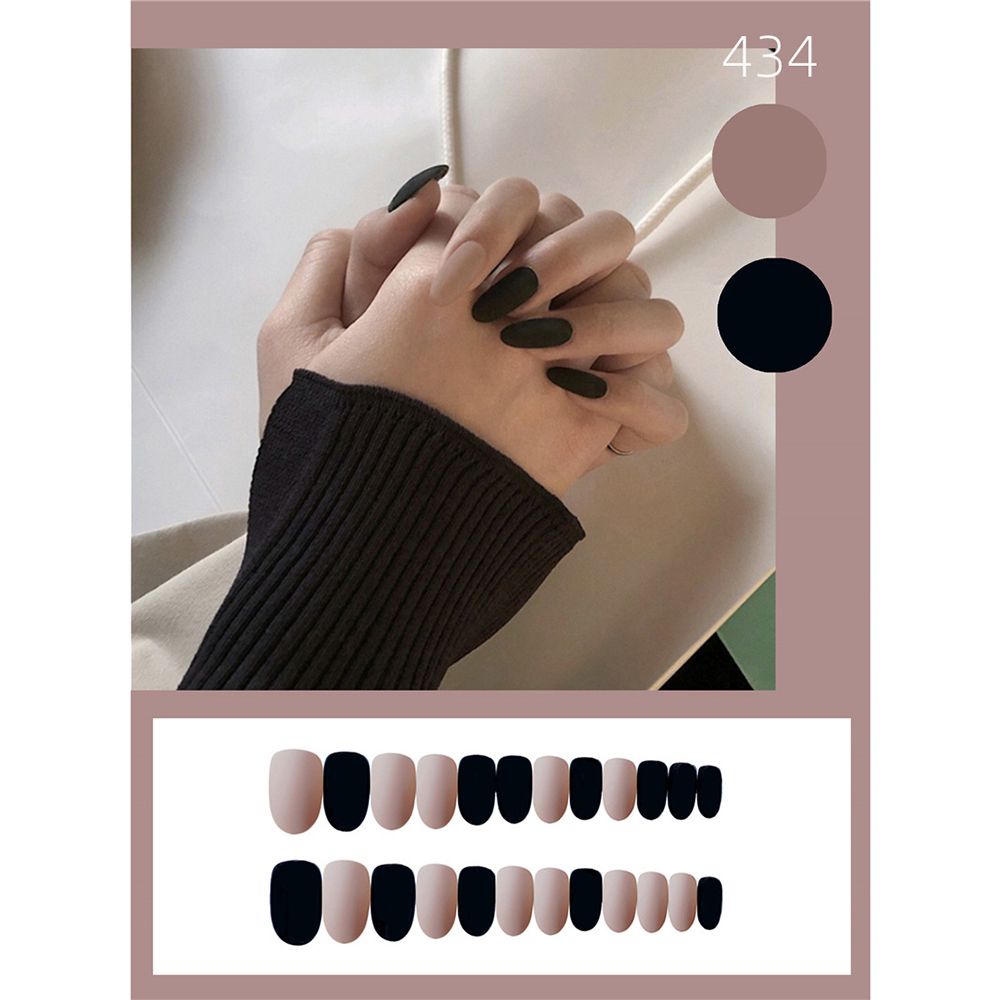 [Hàng mới về] Bộ 24 móng tay giả đầu tròn bề mặt nhám tháo rời được xinh xắn thời trang dành cho nữ