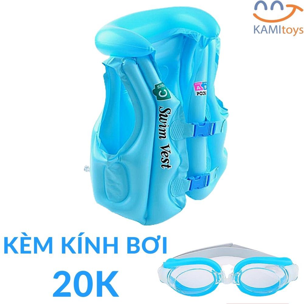 Áo phao tập bơi cho trẻ (Từ 1-6 tuổi) Kèm Kính bơi đủ màu cho bé trai và bé gái mã 50023