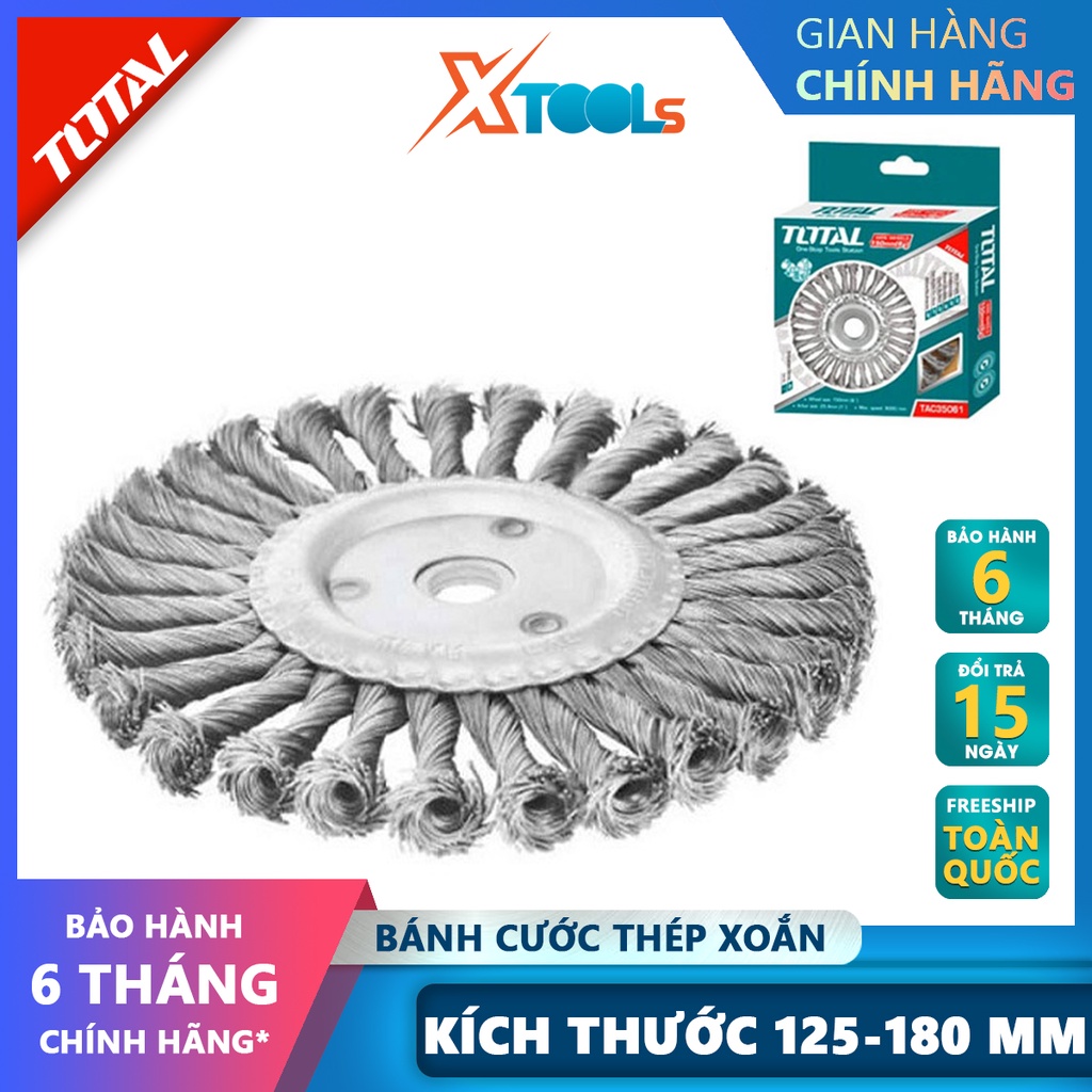 Bánh cước thép xoắn TOTAL | bánh mài cước thép xoắn đĩa tròn đường kính 125mm - 180mm. [CHÍNH HÃNG] [XTOOLs]